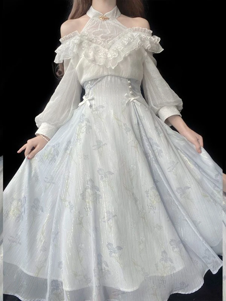 Women Floral Lolita One Piece  - đánh giá và giá French Vintage Floral Midi Dress