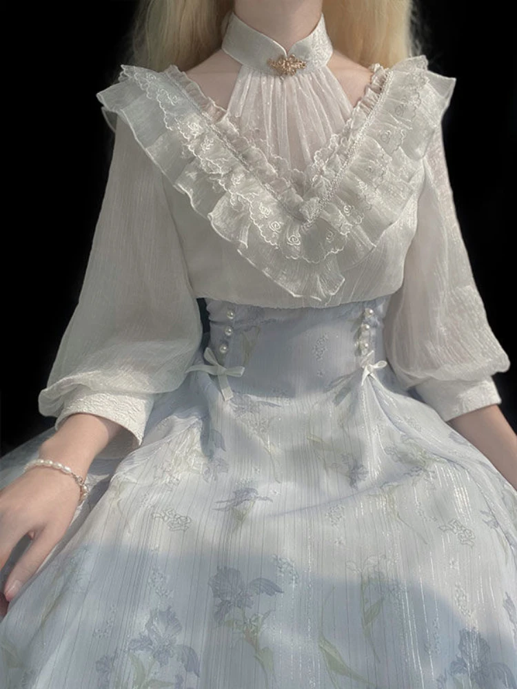 Women Floral Lolita One Piece  - đánh giá và giá French Vintage Floral Midi Dress