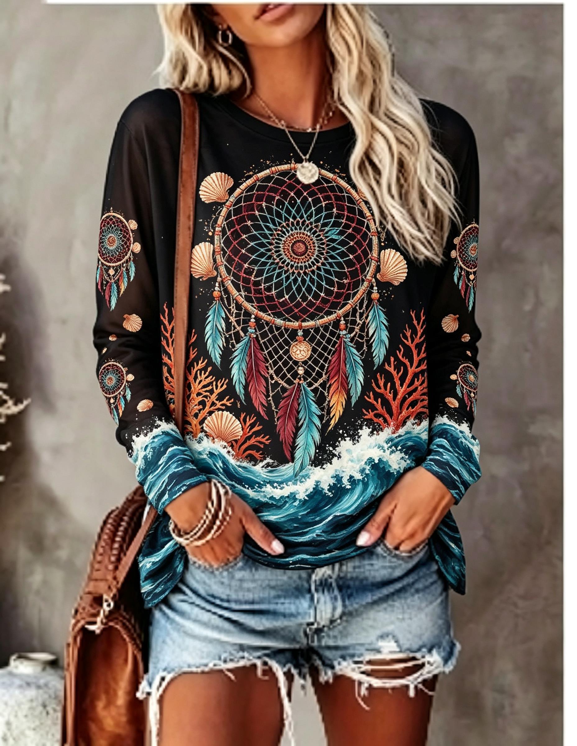 Women's Crew Neck Long Sleeve  - đánh giá và giá Blouses