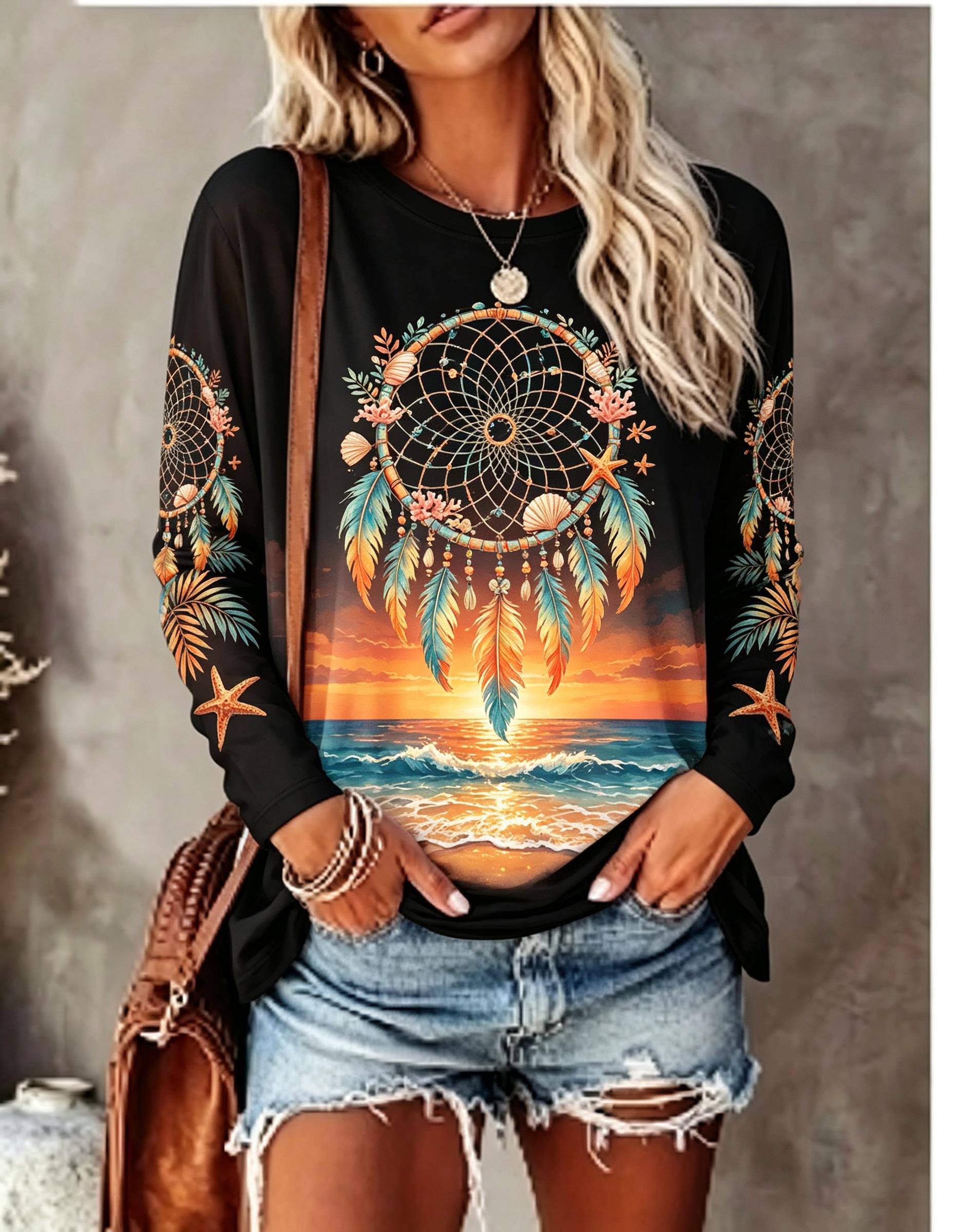 Women's Crew Neck Long Sleeve  - đánh giá và giá Blouses