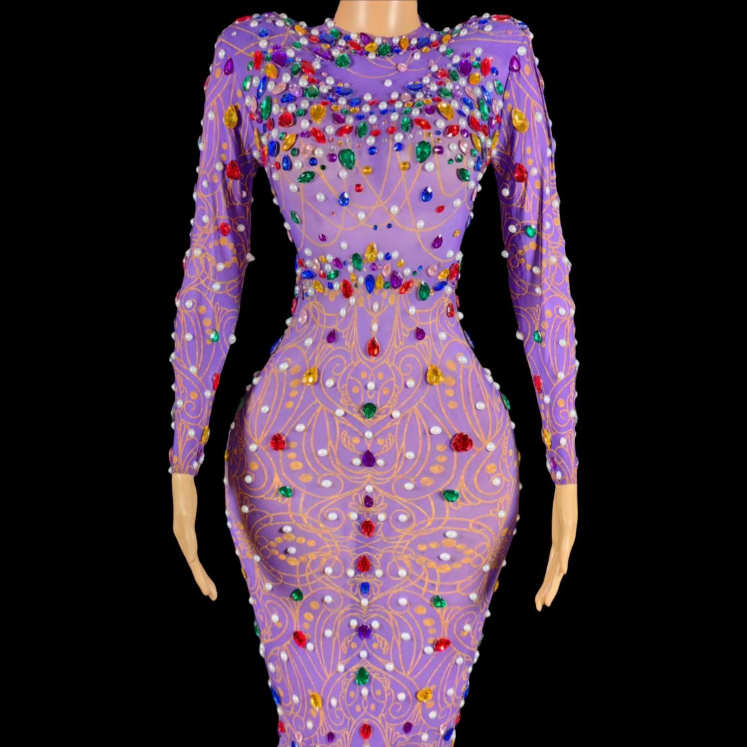Sparkly Rhinestones Purple Mer - đánh giá và giá Sparkly Rhinestone Club Party Dress