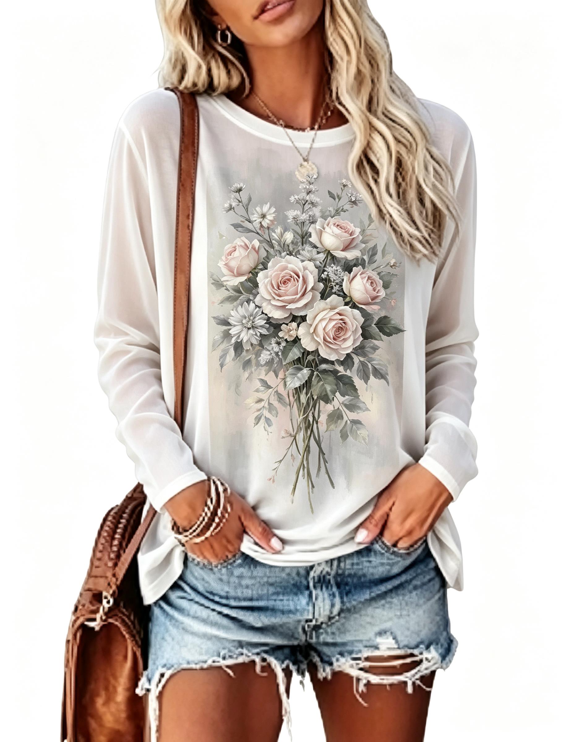 Women Long Sleeve T‑Shirt Vint - đánh giá và giá Blouses