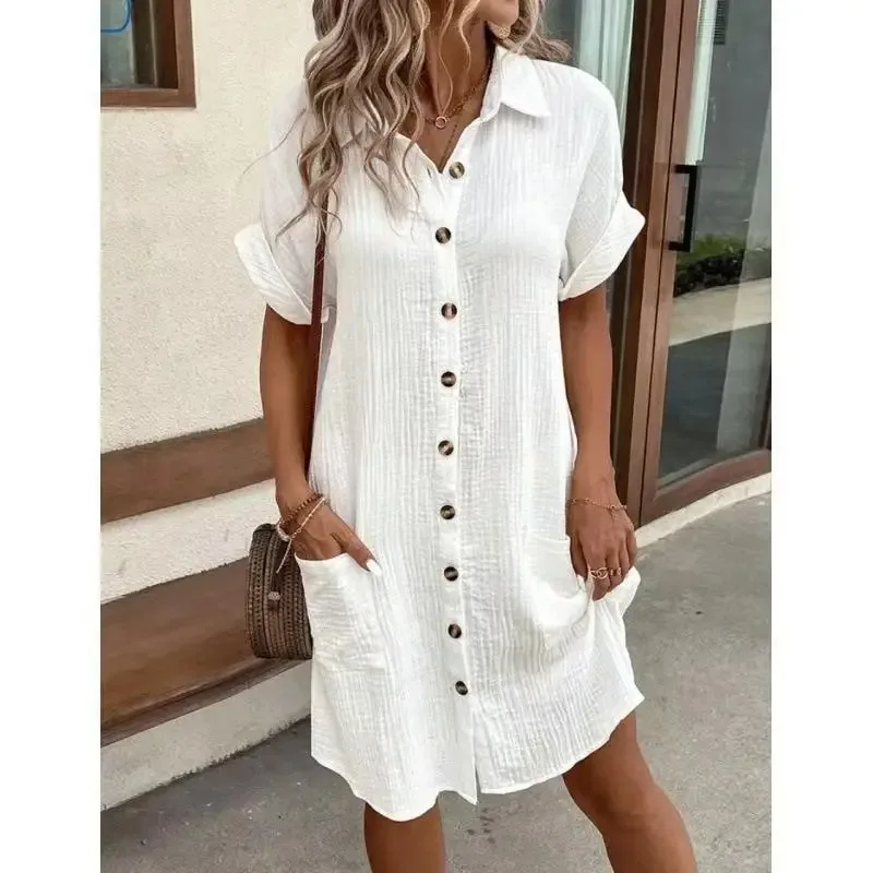 Fashion Casual Cotton Linen St - đánh giá và giá Casual Loose Linen Shirt Dress