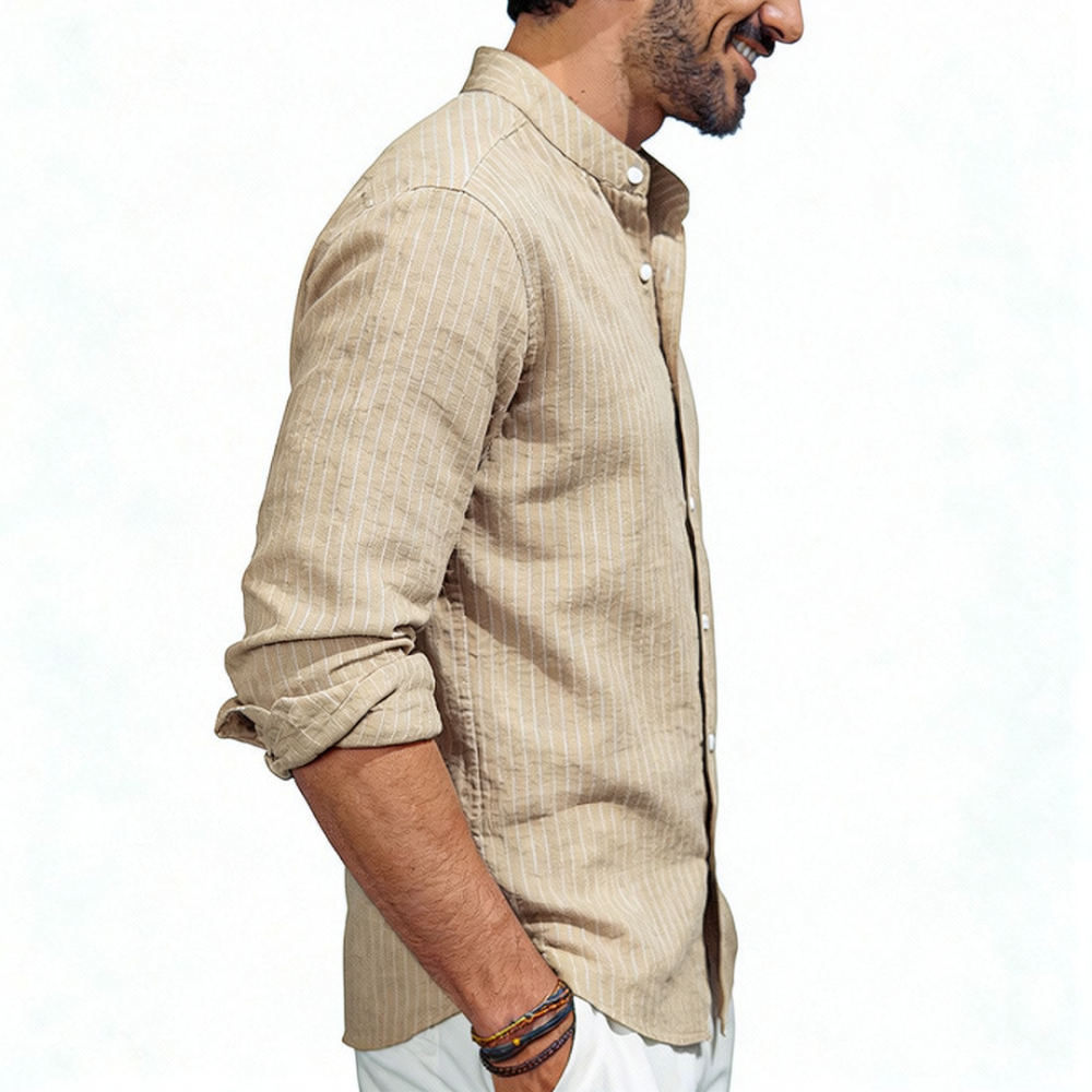 Mens Stand Collar Linen Shirt  - đánh giá và giá Casual Loose Linen Shirt Dress