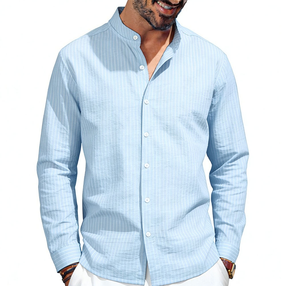 Mens Stand Collar Linen Shirt  - đánh giá và giá Casual Loose Linen Shirt Dress