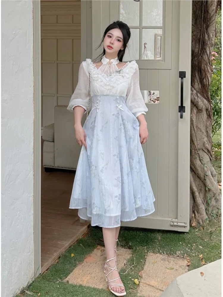 Elelgant Women Summer French V - đánh giá và giá French Vintage Floral Midi Dress
