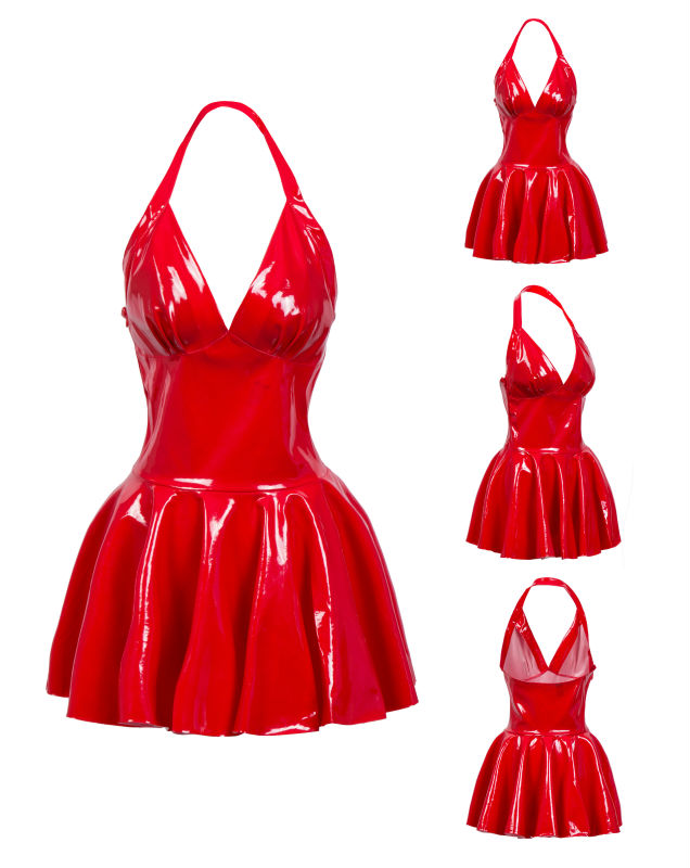 Women Sexy Latex Leather Pleat - đánh giá và giá Y2K Backless Halter Mini Dress