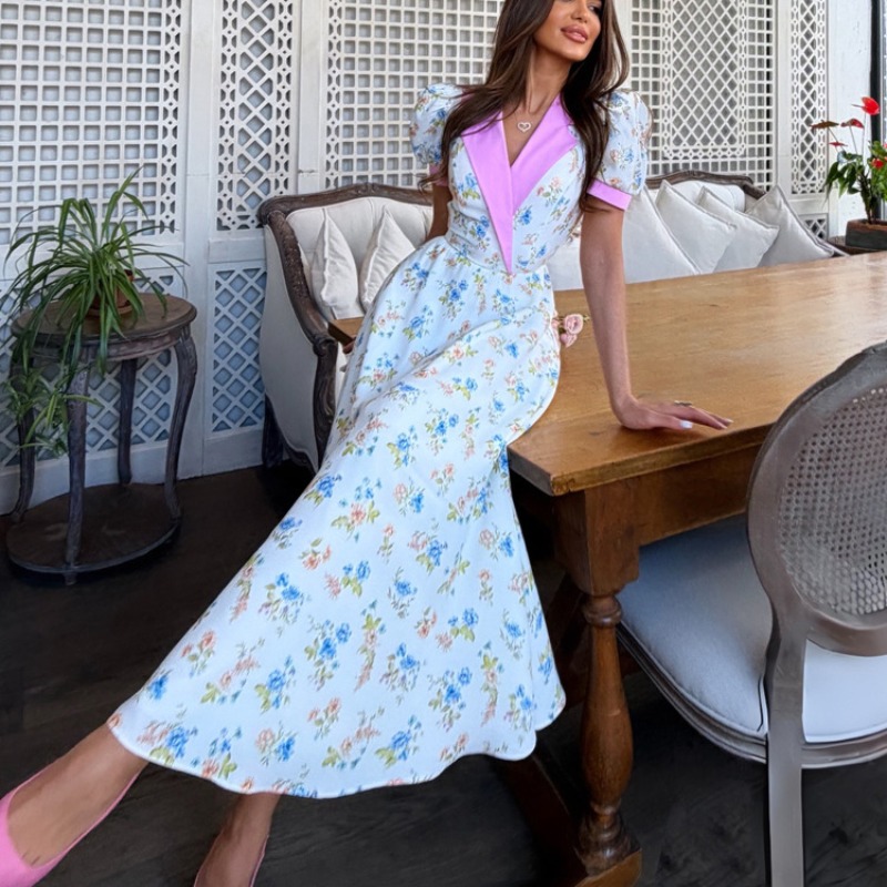 Elegant 2026 Summer Floral Pri - đánh giá và giá French Vintage Floral Midi Dress