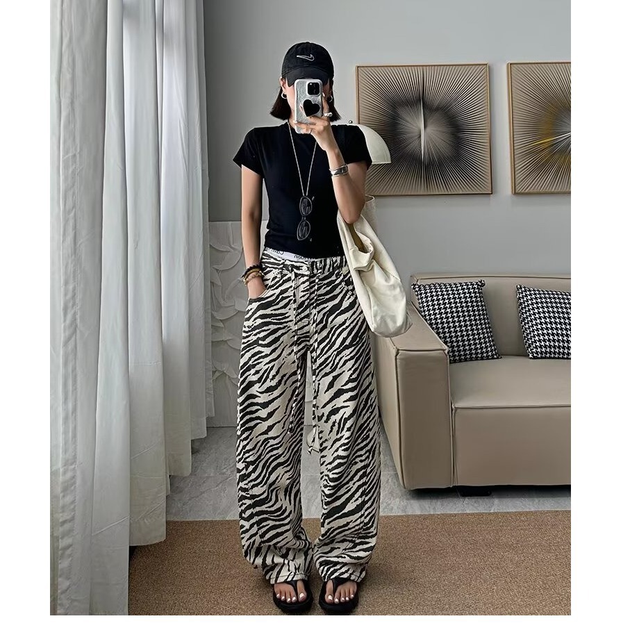Zebra Pattern Women Jeans Vint - đánh giá và giá Jeans