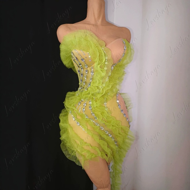 Luxury Hand-Stoned Mesh See Th - đánh giá và giá Sparkly Rhinestone Club Party Dress